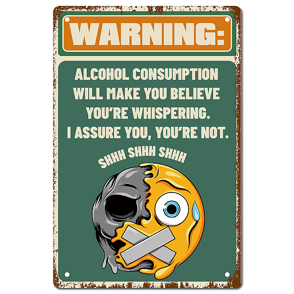 PandaHall Tinplate Sign Poster, Vertical, for Home Wall Decoration, Rectangle with Word Alcohol Consumption Will Make You Believe You're...