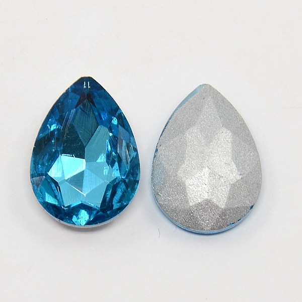 

PandaHall Glass Pointed Back Rhinestone, Back Plated, Faceted, Teardrop, Deep Sky Blue, 18x13x6mm Glass Rhinestone Teardrop Blue