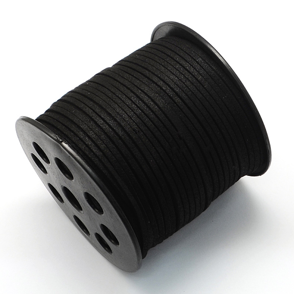 

PandaHall Eco-Friendly Faux Suede Cord, Faux Suede Lace, with Glitter Powder, Black, 2.7x1.4mm, about 100yards/roll(300 feet/roll) Faux...