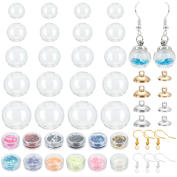 

PandaHall DIY Glass Ball Dangle Earring Making Kit, Including Blown Glass Globe Ball Bottles, Brass Pendant Bails & Earring Hooks..., Multicolor
