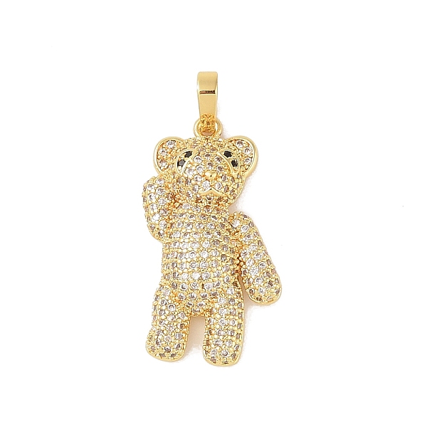 

PandaHall Brass Micro Pave Cubic Zirconia Pendants, Real 18K Gold Plated, Bear, Clear, 28x15x6mm, Hole: 6x3.5mm Brass+Cubic Zirconia Bear...