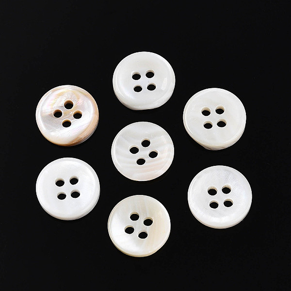 Natural 4-Hole Freshwater Shell Buttons