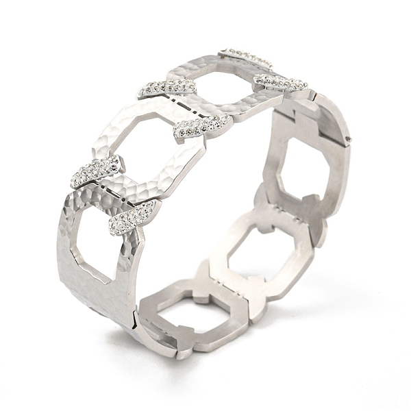 

PandaHall 304 Stainless Steel Pave Crystal Rhinestone Hollow Out Hinged Bangles for Women, Platinum, 7/8 inch(2.2cm), Inner Diameter..., Clear