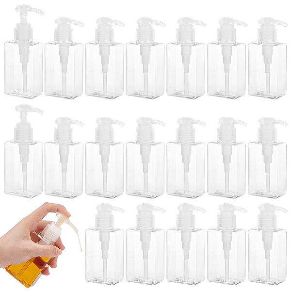 

PandaHall OLYCRAFT 30Pcs Plastic Pump Press Bottles 100ml/3.38oz Small Dispenser Bottles Clear Shampoo and Conditioner Bottles Square Empty...