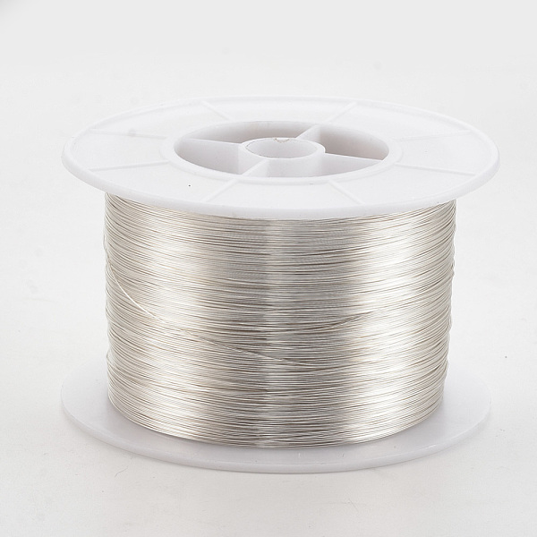 PandaHall Round Copper Jewelry Wire, Long-Lasting Plated, Silver Color Plated, 21 Gauge, 0.7mm, about 492.12 Feet(150m)/500g Copper Round