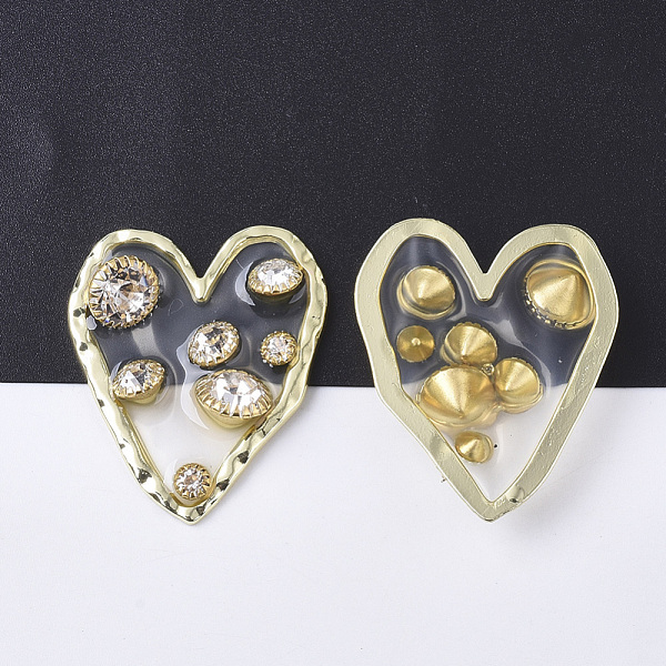 

PandaHall Epoxy Resin Cabochons, with Crystal Rhinestone and Light Gold Plated Alloy Open Back Bezel, Heart, Clear, 36x31x6.5mm Alloy+Epoxy...