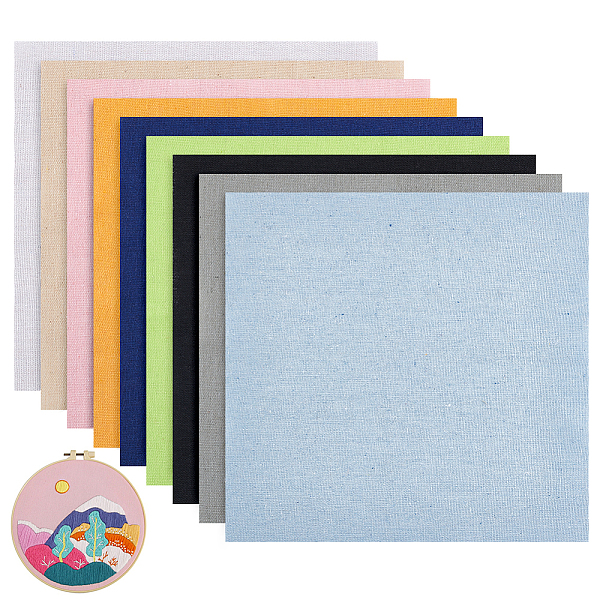 

PandaHall 18 Sheets 9 Colors Linen Fabric, for DIY Embroidery Clothing Accessories, Mixed Color, 250x250x0.5mm, 2 sheets/color Linen..., Multicolor
