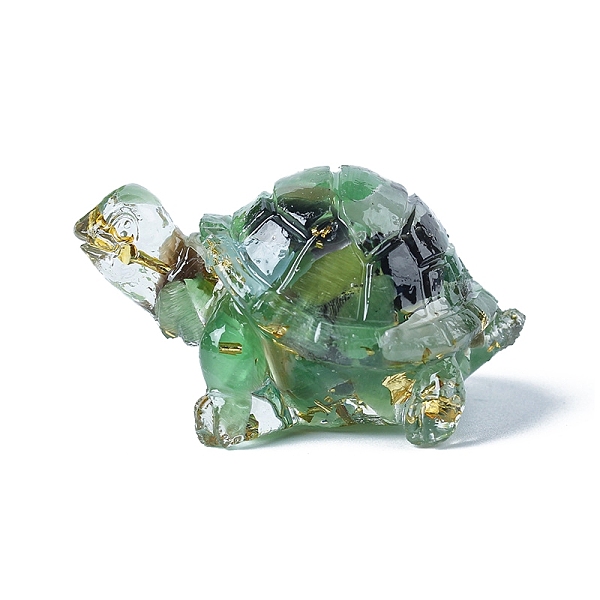 

PandaHall Resin Turtle Display Decoration, with Gold Foil Cat Eye Chips inside Statues for Home Office Decorations, Dark Sea Green...