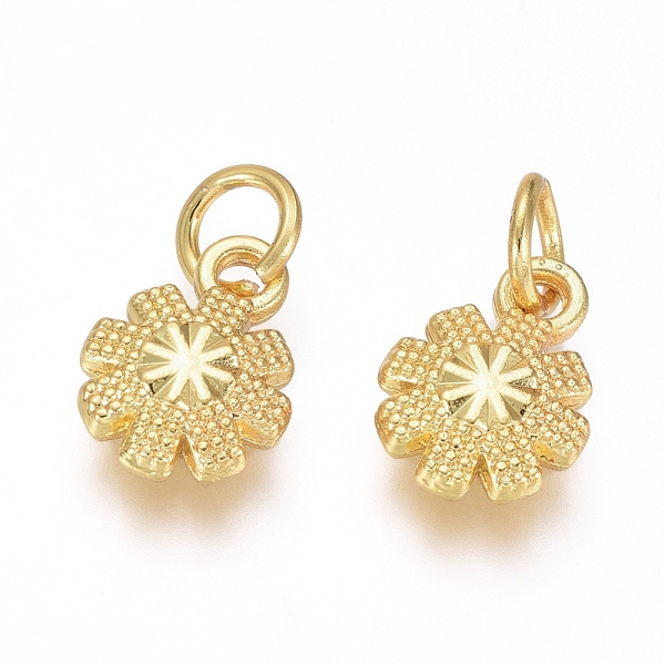 

PandaHall Electroplated Alloy Charms, Long-Lasting Plated, with Brass Jump Ring, Flower, Golden, 10.5x7.5x3mm, Hole: 3.5mm Alloy Flower