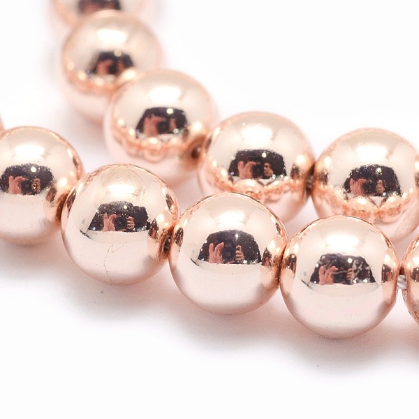 

PandaHall Electroplate Non-magnetic Synthetic Hematite Beads Strands, Grade AAA, Long-Lasting Plated, Round, Light Rose Gold Plated, 12mm...