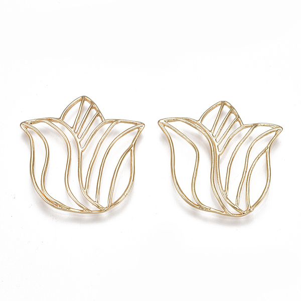 

PandaHall Brass Filigree Joiners Links, Flower, Real 18K Gold Plated, 30x29x3mm Brass Flower