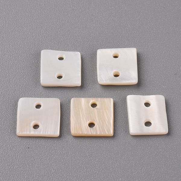 

PandaHall Freshwater Shell Links Connectors, Square, Seashell Color, 10x10x1.5mm, Hole: 1.4mm Shell Square