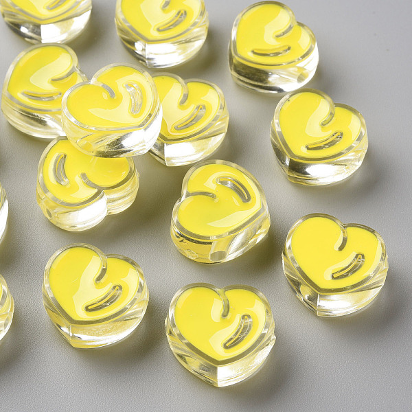 

PandaHall Transparent Enamel Acrylic Beads, Heart, Yellow, 20x21.5x9mm, Hole: 3.5mm Acrylic Heart Yellow