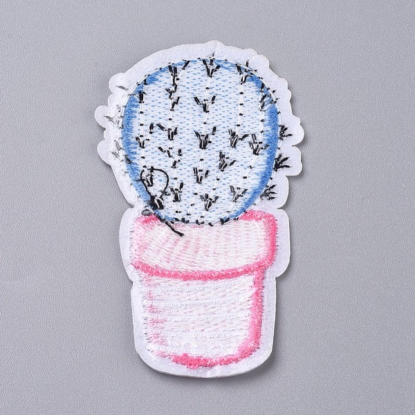 

PandaHall Computerized Embroidery Cloth Iron on/Sew on Patches, Costume Accessories, Appliques, for Backpacks, Clothes, Cactus, Royal Blue...