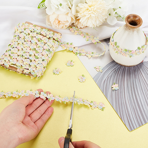 4.6-5Yards Flower Polyester Trim Ribbon