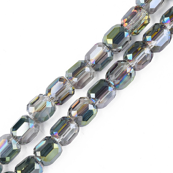 

PandaHall Electroplate Transparent Glass Beads Strands, Faceted, Column, Dark Slate Blue, 8x8mm, Hole: 1.2mm, about 79~80pcs/strand, 25.59...