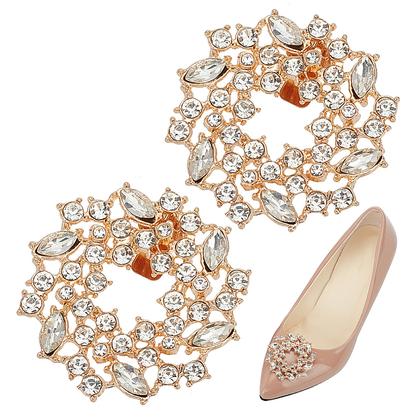

PandaHall WADORN 1 Pair Alloy Shoe Buckle Clips, with Glass Rhinestone & Iron Finding, High Heel Buckle, Golden, 53x51x12mm Alloy+Rhinestone...