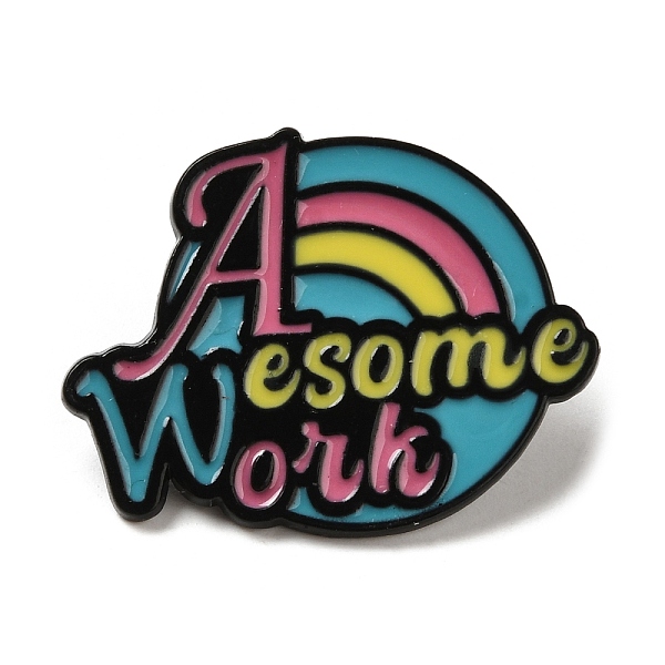 

PandaHall Black Zinc Alloy Brooches, Inspiring Word Awesome Work Enamel Pins, Colorful, 22.5x29.5x1mm Alloy+Enamel Word
