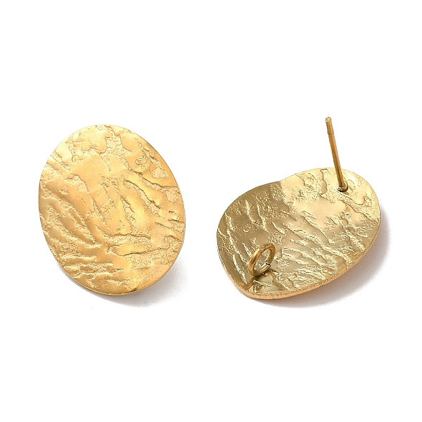 

PandaHall Ion Plating(IP) 304 Stainless Steel Stud Earrings Findings, with Vertical Loop, Textured Oval, Golden, 20x16mm, Hole: 2.5mm, Pin...