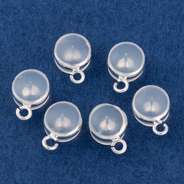 

PandaHall Silicone Ear Nuts, Earring Backs, with Brass Findings and Loops, Silver, 10x7x5mm, Hole: 0.5mm and 1.5mm Silicone