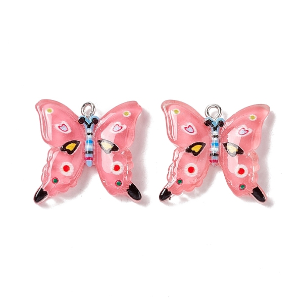 

PandaHall Transparent Resin Pendants, with Platinum Tone Iron Loops, Butterfly Charms, Mixed Color, 23x24.5x5mm, Hole: 2mm Iron+Resin..., Multicolor