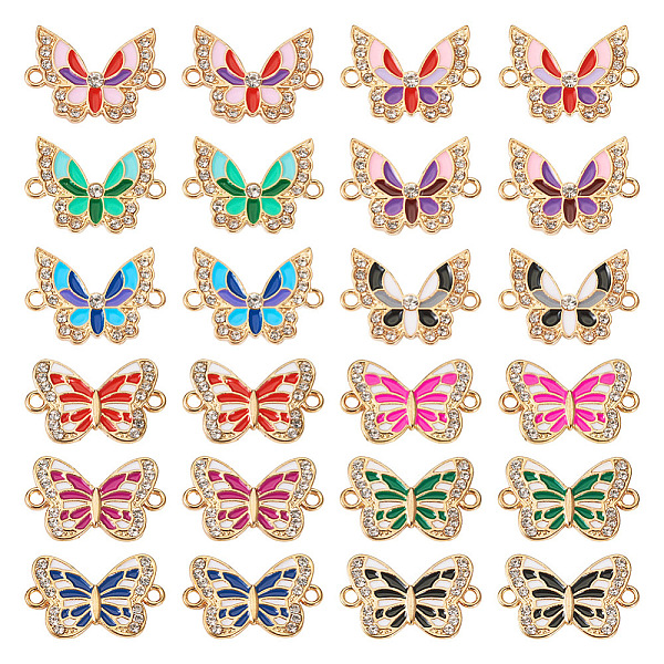 

PandaHall 48Pcs 12 Styles Alloy Enamel Connector Charms, Butterfly Links with Crystal Rhinestone, Light Gold, Cadmium Free & Nickel Free &..., Multicolor