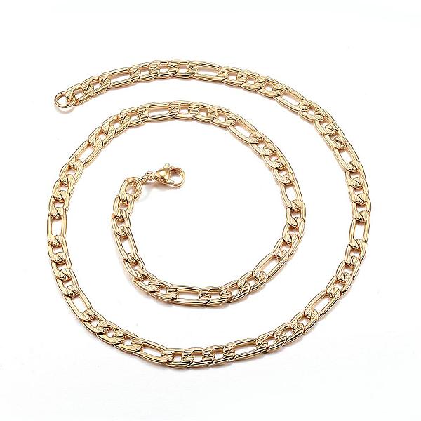 

PandaHall 304 Stainless Steel Necklaces, Figaro Chains, with Lobster Clasp, Golden, 19.6 inch(50cm), 6mm 304 Stainless Steel
