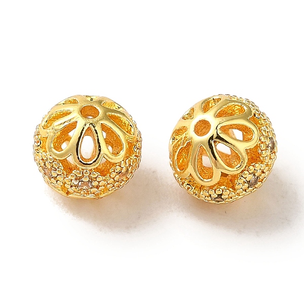 

PandaHall Rack Plating Brass Pave Cubic Zirconia Beads, Long-Lasting Plated, Cadmium Free & Lead Free, Round, Golden, 6mm, Hole: 1mm..., Clear