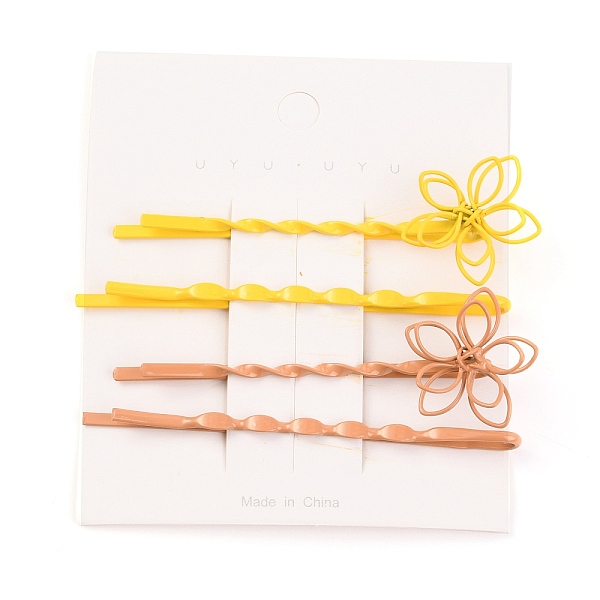 

PandaHall 4Pcs Painted Iron Hair Bobby Pins, with Flower Alloy Findings, Mixed Color, 63x20.5x11mm, 64.2x2.5x5mm, 2 Styles, 2 Colors Alloy..., Multicolor