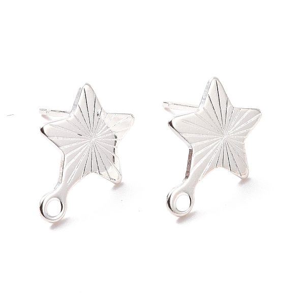 

PandaHall 201 Stainless Steel Stud Earring Findings, with Horizontal Loop and 316 Stainless Steel Pin, Star, 925 Sterling Silver Plated...