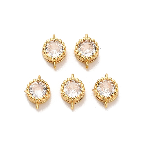 真鍮パヴェクリアキュービックジルコニアフラットラウンドコネクターチャーム
