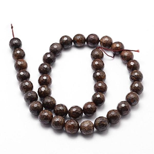 

PandaHall Natural Bronzite Beads Strands, Faceted, Round, 10mm, Hole: 1mm, about 38pcs/strand, 14.9 inch~15.1 inch Bronzite Round Brown