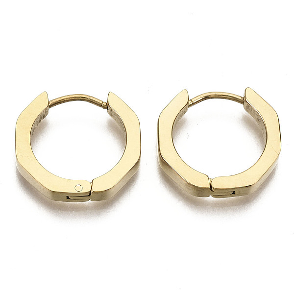 

PandaHall 304 Stainless Steel Huggie Hoop Earrings, Ring, Real 18K Gold Plated, 16x17x3mm, Pin: 0.8mm 304 Stainless Steel Ring