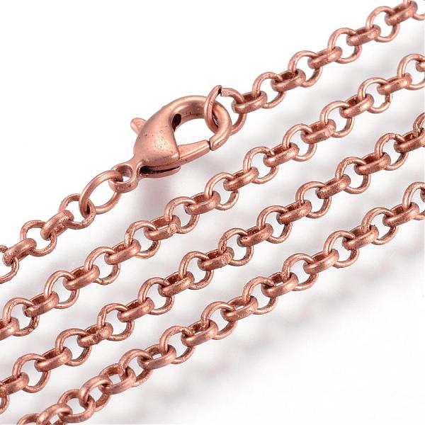 

PandaHall Iron Rolo Chains Necklace Making, with Lobster Clasps, Soldered, Red Copper, 17.7 inch(45cm) Iron