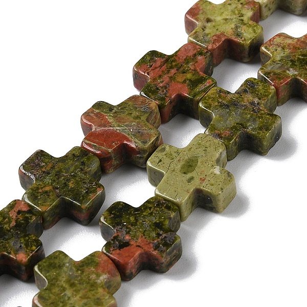 

PandaHall Natural Unakite Beads Strands, Cross, 13x12.5x4mm, Hole: 1mm, about 18pcs/strand, 9.21''(23.4cm) Unakite Cross