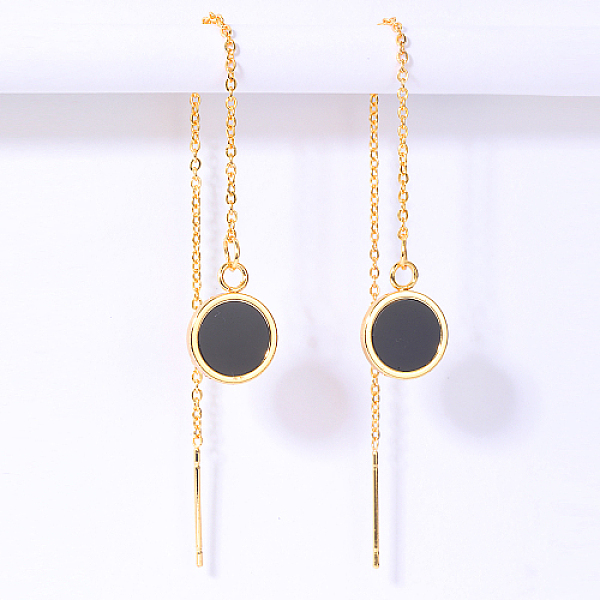 

PandaHall Stainless Steel Ear Studs, Ear Threads, Flat Round, Real 18K Gold Plated, 100mm Stainless Steel Flat Round Black