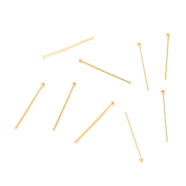 

PandaHall Brass Flat Head Pins, Long-Lasting Plated, Real 18K Gold Plated, 25x0.7mm, Head: 2mm Brass