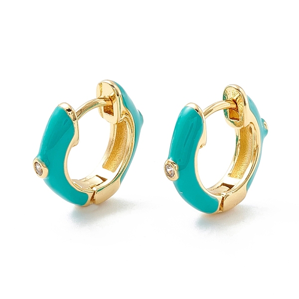 

PandaHall Clear Cubic Zirconia Chunky Hinged Hoop Earrings with Enamel, Brass Jewelry for Women, Cadmium Free & Nickel Free & Lead Free...