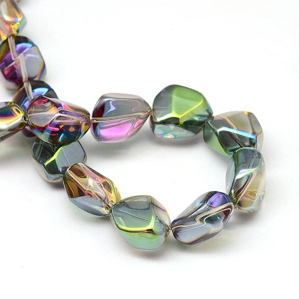 

PandaHall Electroplate Glass Beads Strands, Rainbow Plated, Trapezoid, Medium Sea Green, 15.5x12~12.5x8.5~9mm, Hole: 1.5mm, about...