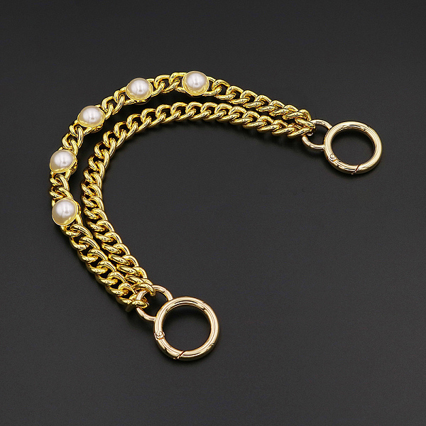 

PandaHall Alloy Bag Straps, with Resin Pearl Beads and Alloy Spring Clasps, Bag Repalcement Accessories, Light Gold, 29x1.1~1.6x0.6~1.6cm...