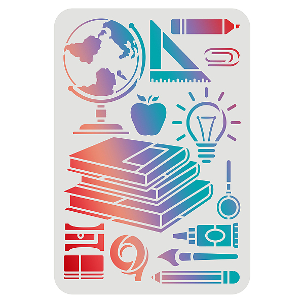 PandaHall FINGERINSPIRE Back to School Theme Stencils for Painting 29.7x21cm Reusable Teaching Aids & Stationery Pattern Stencil Classroom...