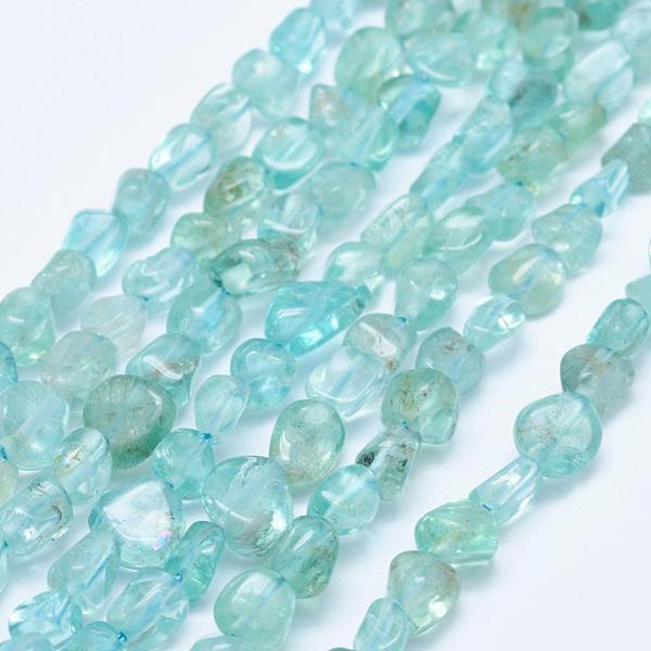 

PandaHall Natural Apatite Beads Strands, Nuggets, Blue, 5~11x5~7mm, Hole: 1mm, 15.3 inch~15.7 inch(39~40cm) Apatite Nuggets Blue