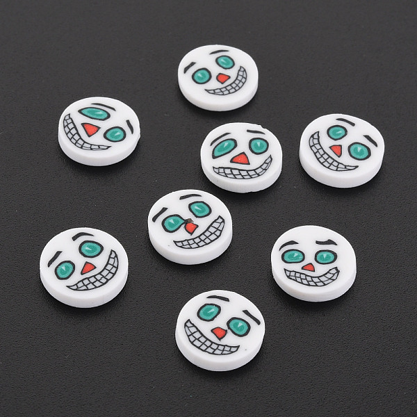 

PandaHall Halloween Handmade Polymer Clay Cabochons, Flat Round with Ghost, White, 9.5~10x1.5~2mm, about 5500pcs/1000g Polymer Clay Flat...