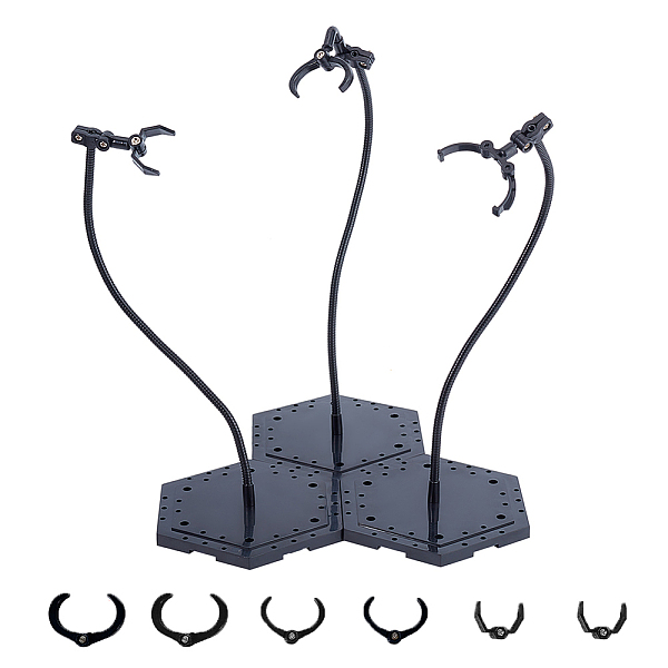 

PandaHall FINGERINSPIRE 3 pcs Action Figure Stand Doll Figure Stand Black Assembly Action Figure Holder Hexagon Display Holder with 12pcs...