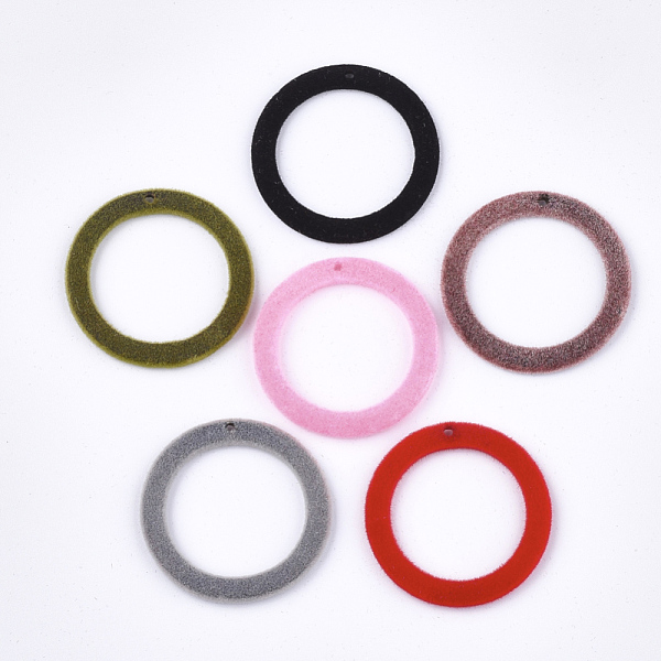 

PandaHall Flocky Acrylic Pendants, Ring, Mixed Color, 29~30x1.5~2.5mm, Hole: 1.5mm Acrylic Ring Multicolor