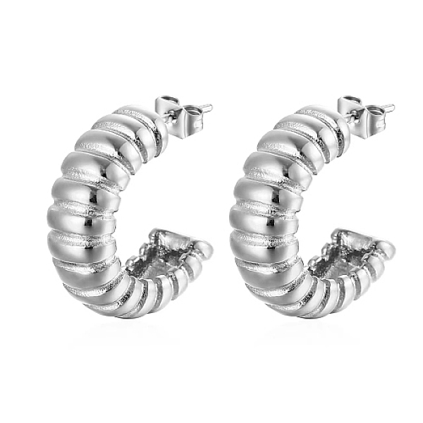 

PandaHall 304 Stainless Steel Arch Stud Earrings, Half Hoop Earrings, Stainless Steel Color, 22x8mm 304 Stainless Steel Arch