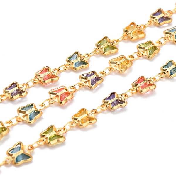 

PandaHall Handmade Acrylic Beaded Chains, with Rack Plating Golden Brass Findings and Spool, Long-Lasting Plated, Soldered, Butterfly...