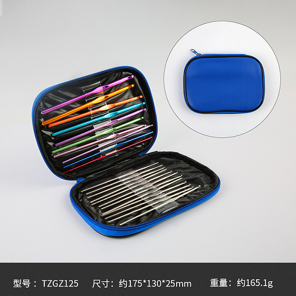

PandaHall DIY Knitting Needles Sets, Inlcuding Stainless Steel & Aluminum Alloy Hook Needles, Blue, 125~145x0.6~6.5mm, 22pcs/set Stainless...