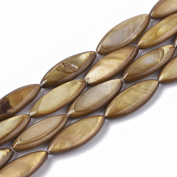

PandaHall Freshwater Shell Beads Strands, Dyed, Horse Eye, Camel, 20~21.5x7~8x3.5~4.5mm, Hole: 1mm, about 19pcs/Strand, 15.24 inch~15.55..., Brown
