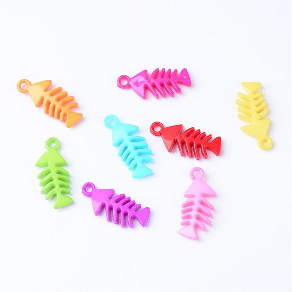 

PandaHall Opaque Acrylic Pendants, Fishbone, Mixed Color, 33x14.5x5mm, Hole: 2.5mm, about 440pcs/500g Acrylic Fish Multicolor